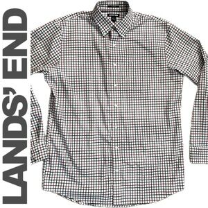 👔 16-16.5 L/T Traditional Fit Button-Down Plaid No Iron Twill Long Sleeve Shirt